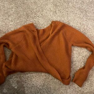 Criss cross orange cropped sweater